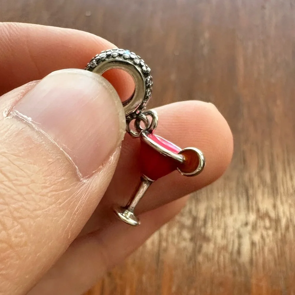 NWOT Pandora Fit Cosmopolitan Cocktail Silver Charm_6